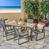 Christopher Knight Home Westcott Outdoor Aluminum and Mesh 7 Piece Dining Set with Wood Tabletop, Gray/Natural - 2 of 4
