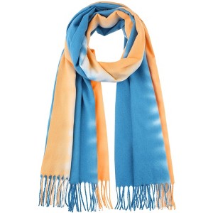 INSPIRE CHIC Women's Contrast Color Imitation Cashmere Ombre Fringe Soft Winter Warm Scarves 1Pc - 1 of 4
