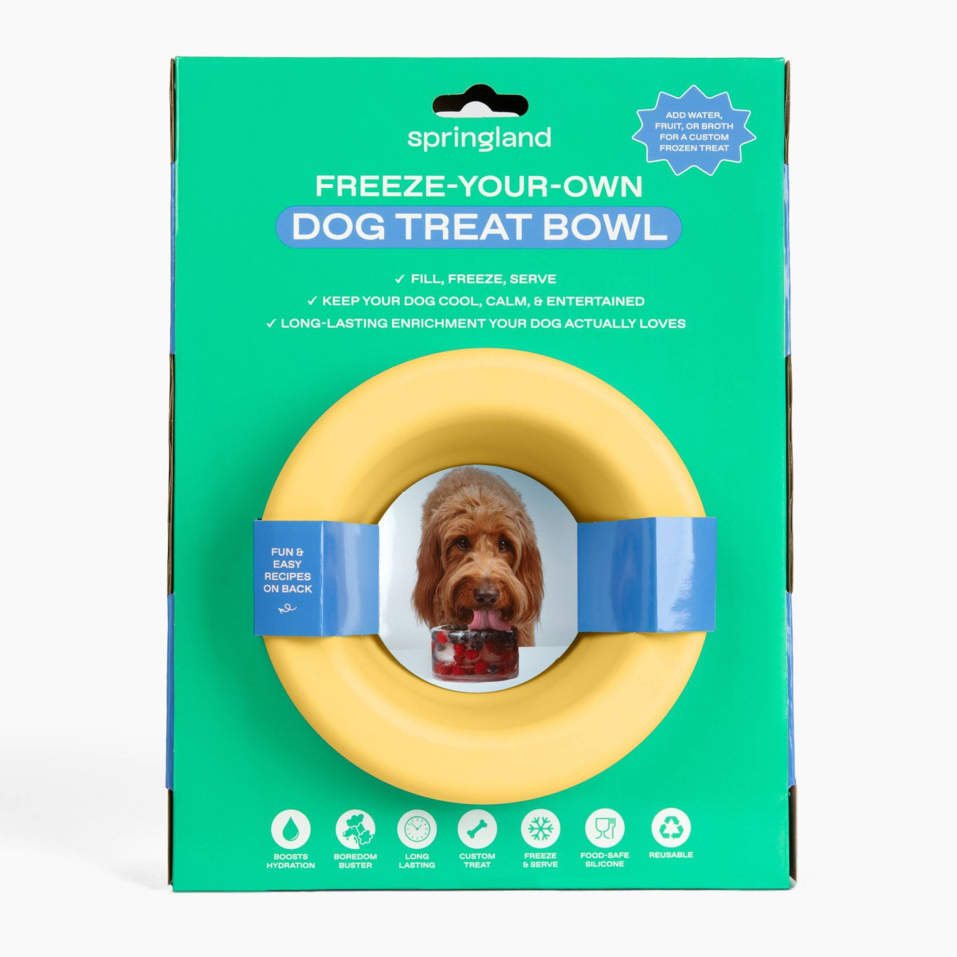 Springland Freeze-Your-Own Dog Treat Bowl - Yellow