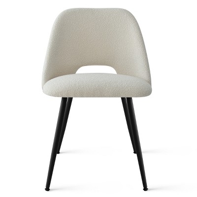 Beige Upholstered Side Chair with Black Metal Legs, Set of 4