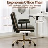 Bosmiller Faux Leather Home Office Desk Chair, Gold Base Vanity Chair with Wheels, Padded Seat and Armrests, Swivel Executive Computer Chair - 3 of 4