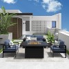 Heynemo Aluminum Patio Furniture Set with Fire Pit Table, 4 Piece Metal Outdoor Furniture with Cushions for Backyard - 2 of 4
