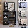Vanity Table with Touch Sliding Tri-Color LED Mirror,Cushioned Stool and Storage Drawers for Bedroom–The Pop Home - 2 of 4