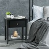 Costway 2PCS Nightstand Sofa End Side Table W/ Storage Drawer Bottom Shelf Black - 2 of 4