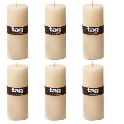 tagltd Chapel 2X5 Ivory Pillar Paraffin Wax Candle Unscented Drip-Free Long Burning 32 Hours For Home Decor Wedding Parties Set of 6