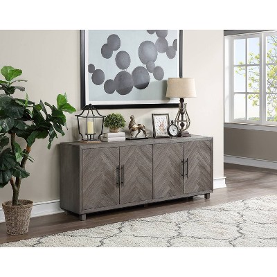 80" Gray Wood TV Console with Herringbone Doors