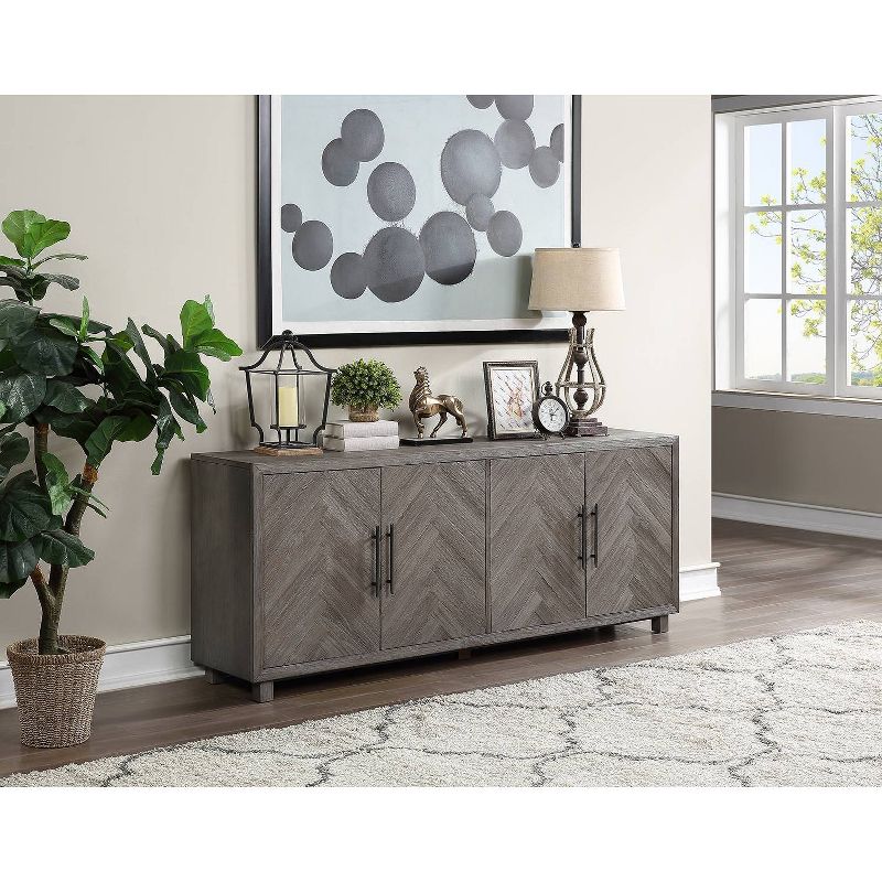 Palisades 4 Door Console TV Stand for TVs up to 80&#34; Gray - Martin Furniture, 3 of 13