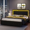 Bed Frame with Led Lights Headboard, Acrylic Mirror Accents - 2 of 4