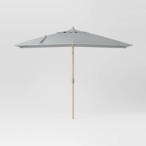 6'x10' Rectangular Outdoor Patio Market Umbrella with Faux Wood Pole - Threshold™ - 1 of 4