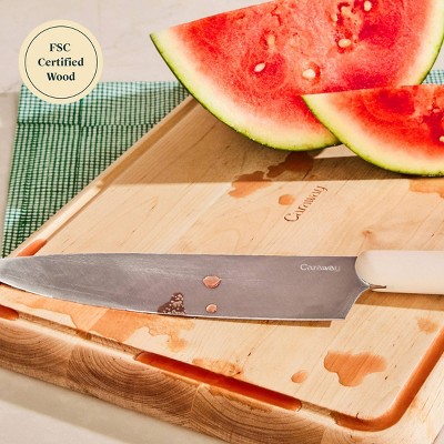 Birch Wood 4-Piece Cutting Board Set with Storage Rack