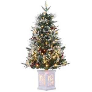 Jojoka 3ft Pre-Lit Christmas Tree, Artificial Xmas Trees with 78 Warm White Lights, Lightbox Base, Snow Flocked Xmas Trees for Home, Tabletop Decor - 1 of 4