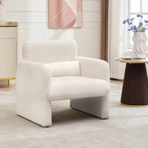 Single Sofa Chair, Chenille Upholstered Accent Chair, Modern Armchair with Curved Backrest, Comfortable Reading Chair for Living Room, Bedroom, Study - 1 of 4