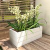 LeisureMod Rectangular Planter in Fiberstone With Drainage Holes Weather-Resistant Design Oasis Collection - 2 of 4