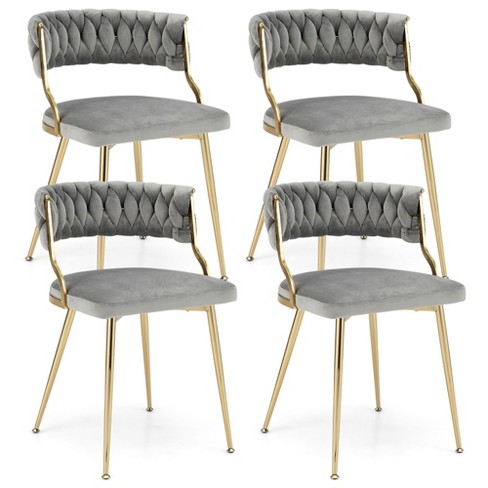 Tangkula Velvet Dining Chairs Set Of 4 Accent Upholstered Leisure ...