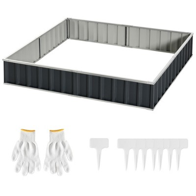 Dark Grey Metal Raised Garden Bed Planter Box