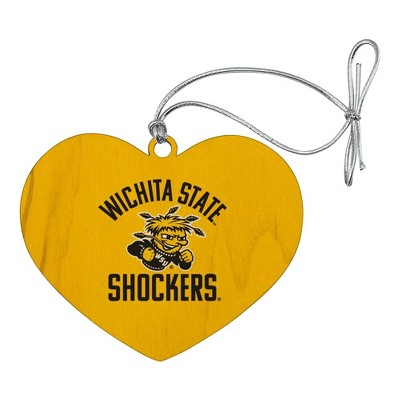 Wichita State Shocker Heart Love Wood Christmas Tree Holiday Ornament