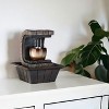 HomeRoots 10" Brown Textured Polyresin Tabletop Fountain with LED Light - 2 of 4