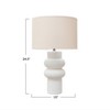 Storied Home Stoneware Table Lamp with Linen Shade and Volcano Finish, White - 3 of 4