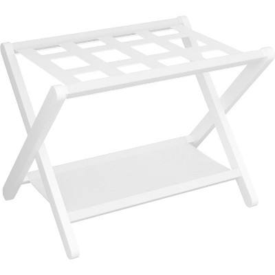 Heybly Luggage Rack, Folding Suitcase Stand with Storage Shelf