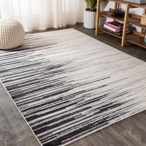 8'x10' Linear Modern Half-stripe Area Rug, Gray/cream - Jonathan Y : Target