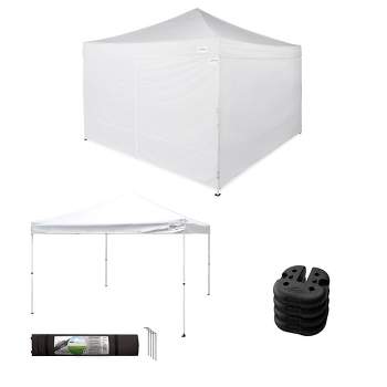 Caravan Canopy M-Series Pro 2 12 x 12' Shade Tent with Roller Bag and M-Series 12 x 12' 2 Straight Leg Sidewall Kit with Set of 4 6-Pound Weights