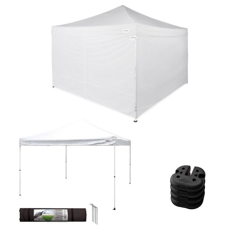 Caravan Canopy M-Series Pro 2 12 x 12' Shade Tent with Roller Bag and M-Series 12 x 12' 2 Straight Leg Sidewall Kit with Set of 4 6-Pound Weights, 1 of 7