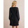 Womens Elegant Round Neck Lace Slim Long Sleeve Dress Fake Button Down Cocktail Pary Midi Dress - 2 of 4