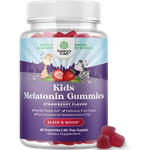 Melatonin Gummies for Kids, Hassle-Free Kids Melatonin Gummies for Mood Support, Delicious & Tummy Friendly, Strawberry Flavor, Nature's Craft, 60ct - 1 of 4