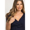 PinkBlush Navy Blue Solid Hi-Low Maternity Wrap Dress - 4 of 4