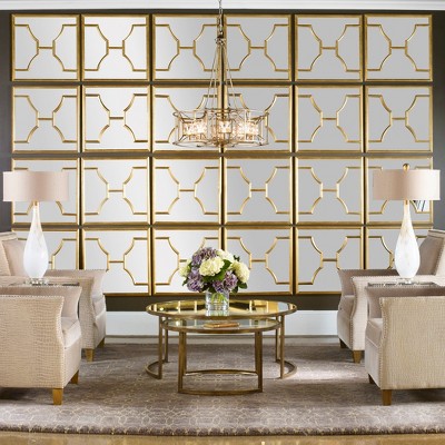 Misa 24" Gold Beveled Glass Square Accent Mirrors, Set of 2