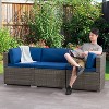 Parksville 3pc Patio Sectional Set - Gray - CorLiving: UV-Resistant Wicker, 330lb Capacity, Weather-Resistant - 2 of 4