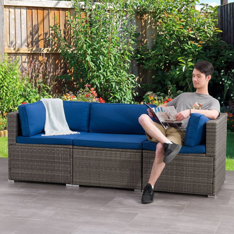 Parksville 3pc Patio Sectional Set - Gray - CorLiving, 3 of 11