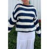 V For City 2025 Winter New Women's Round Neck Striped Loose Slouchy Long Sleeve Knit Sweater - 4 of 4