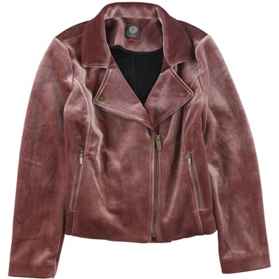 Vince Camuto Womens Heavy Velvet Scuba Motorcycle Jacket