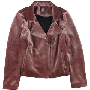 Vince Camuto Womens Heavy Velvet Scuba Motorcycle Jacket - 1 of 2