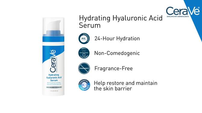 CeraVe Hydrating Hyaluronic Acid Face Serum – 1 fl oz, 2 of 16, play video