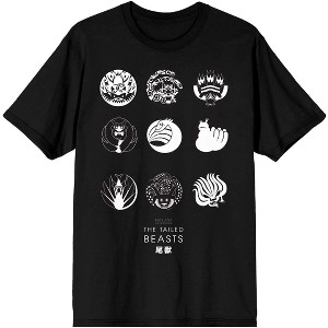 Naruto Anime Cartoon Tailed Beast Logo Mens Black Graphic Tee - 1 of 3