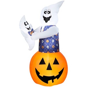 Gemmy Animated Halloween Inflatable Ghost with Baby Ghost, 6 ft Tall, Multi - 1 of 4