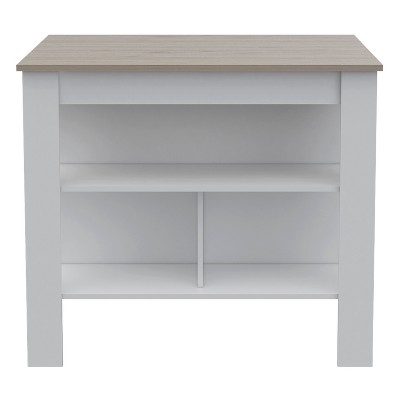 Depot E-Shop Kitchen Island, Kitchen Table 35" H, Three Open Storage Shelves, Four Legs