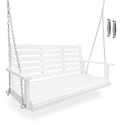 Fortune Candy Wooden Porch Swing 2-Seater Extra Large, Ergonomic Seat, Bench Swing with Hanging Chains, for Outdoor Patio Garden Yard