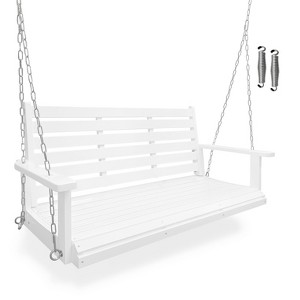 Fortune Candy Wooden Porch Swing 2-Seater Extra Large, Ergonomic Seat, Bench Swing with Hanging Chains, for Outdoor Patio Garden Yard - 1 of 4