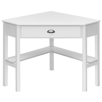Tangkula Corner Computer DeskTable Wood Workstation BlackWhite