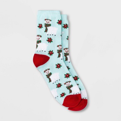 Women's Llama Holiday Crew Socks - Wondershop™ Mint 4-10