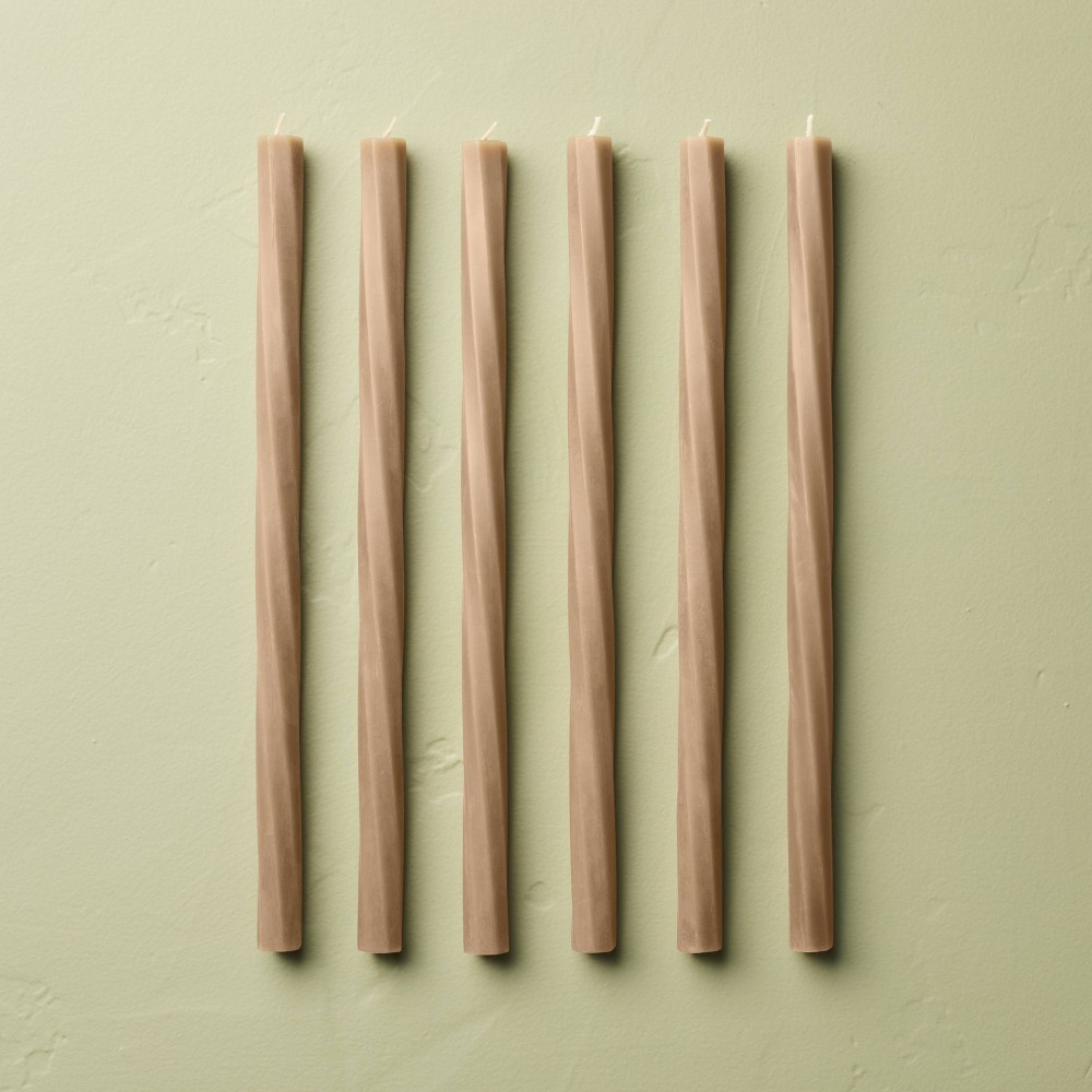 6pk 14" Soft Twist Taper Candles Brown - Hearth & Hand™ with Magnolia