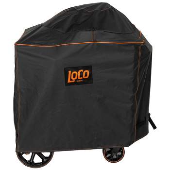 Loco Cookers 22 Inch Kettle Grill Cover with SmartTemp, Zippered Back, Ventilation Pockets, and Cart for Patio, Lawn, and Garden, Black