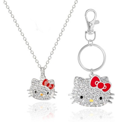 Hello Kitty Crystal Necklace & Keychain Gift Set