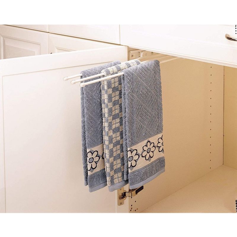 Rev-A-Shelf Under Cabinet Kitchen Steel 3 Prong Extension Pull Out Organization Dish Hand Towel Bar Rack, 4 of 7