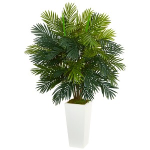 Nearly Natural Areca Palm Artificial Plant in White Tower Planter - 1 of 1