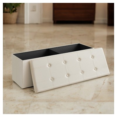 LEDREM 43" Storage Ottoman Bench, Ottoman with Storage, Leather Storage Bench, Hold up to 660lb for Living Room
