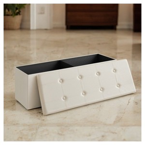 LEDREM 43" Storage Ottoman Bench, Ottoman with Storage, Leather Storage Bench, Hold up to 660lb for Living Room - 1 of 4